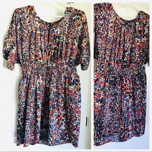 Cinched-waist, pattern dress